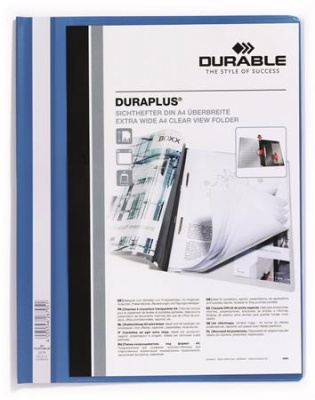 Gyorsfűző, A4, széles, panorámás, DURABLE "DURAPLUS®", kék